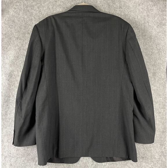 Kuppenheimer Wool 2 Piece Suit Dark Gray Striped Blazer 44L Pant 38x32 Pleated - Picture 12 of 16
